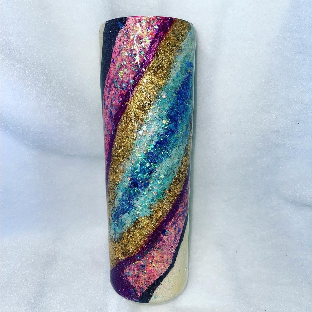 30oz Custom Geode Tumbler cup. Double walled stainless steel. With lid & straw.